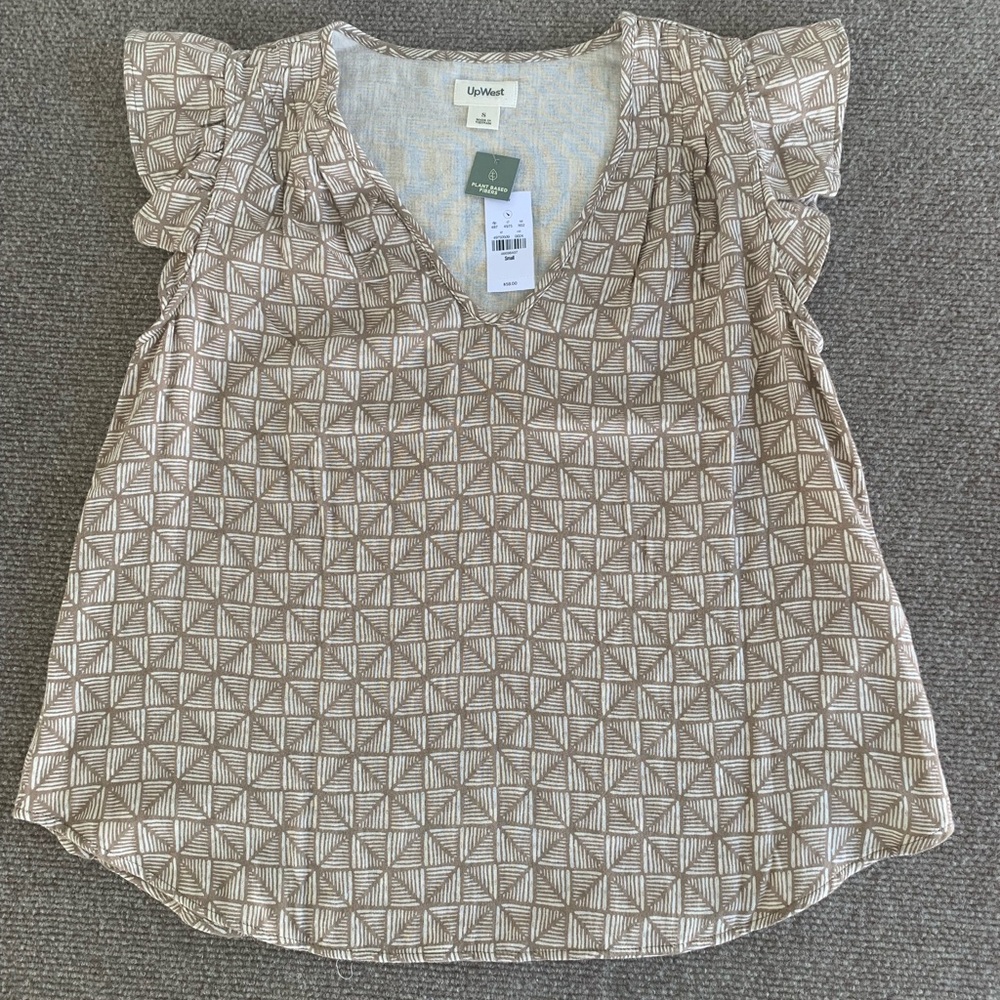 UpWest Brown Geometric Pattern Top